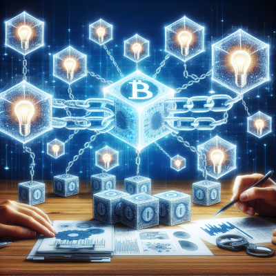 "Cutting-edge Blockchain tech protects intellectual property in vivid, text-free image."